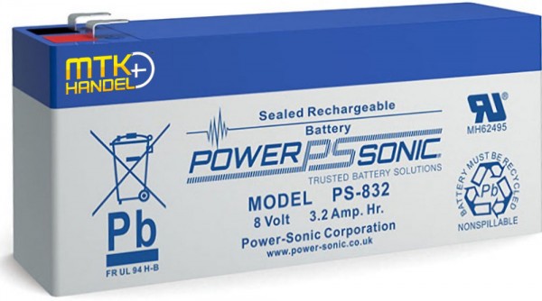 POWERSONIC PS 832 / 8V 3,2Ah Blei Akku Batterie