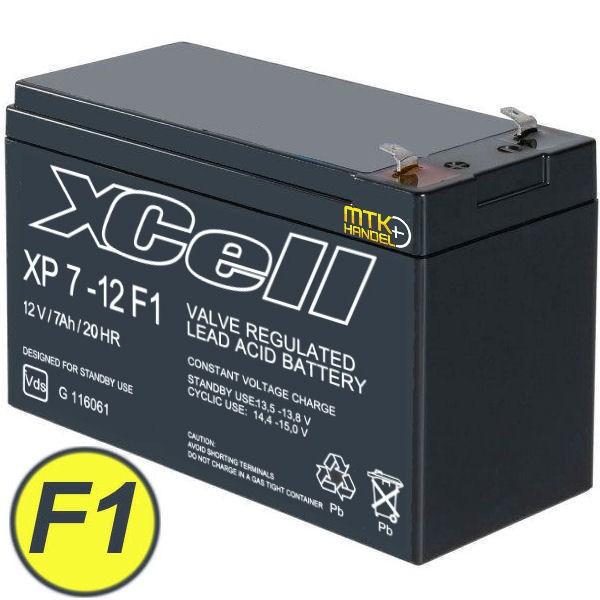 XCell XP7-12 12V 7Ah F1 AGM Blei Akku Batterie VdS