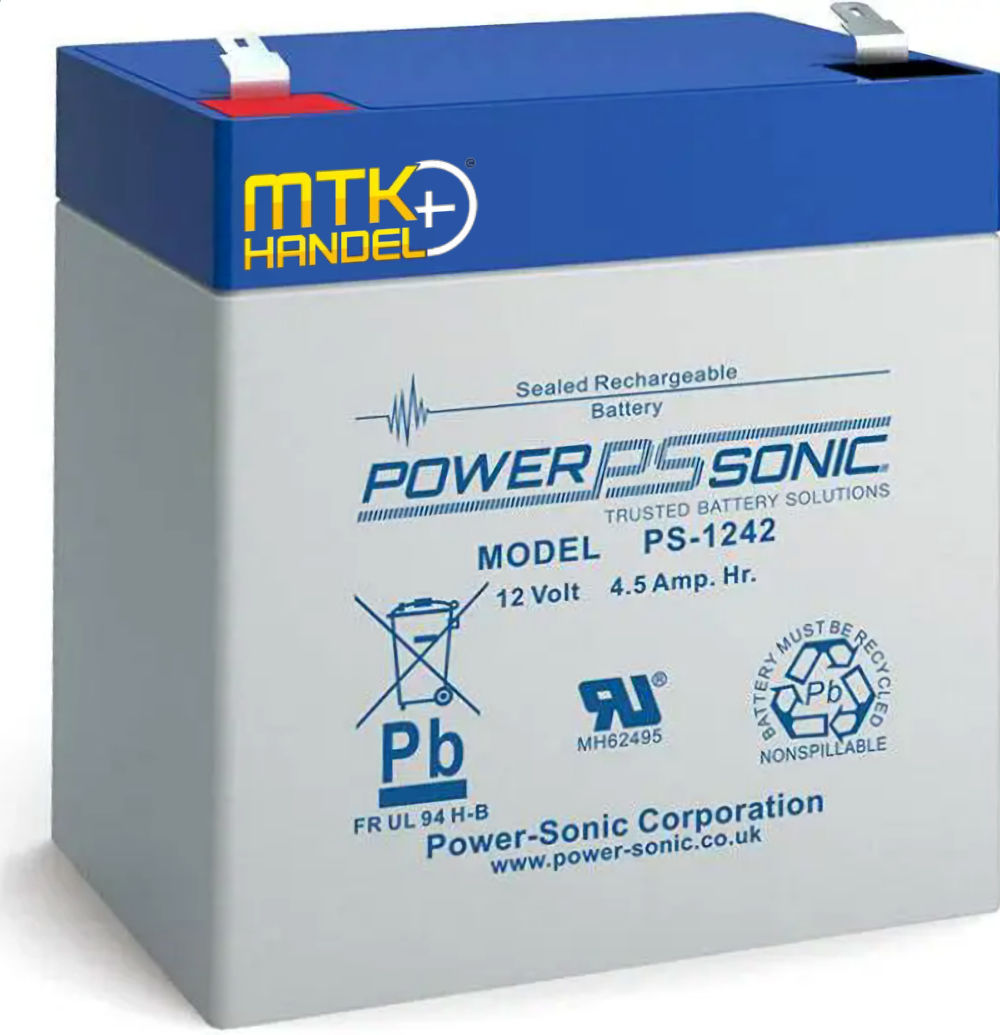 POWERSONIC PS 1242 / 12V 4,5Ah AGM Blei Akku Batterie, 12V bis 20Ah, Akkus